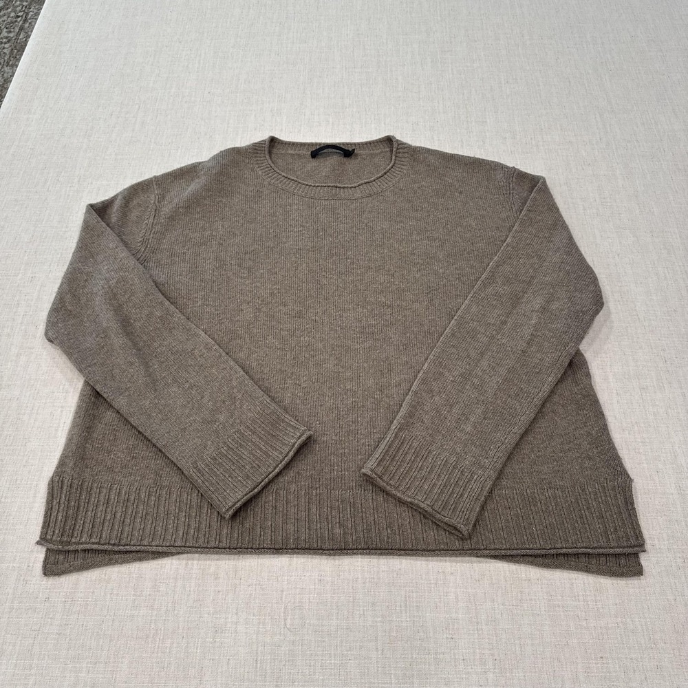 Jenni Kayne Sweater Womens XL Brown Wool Viscose Cashmere Crewneck Pullover